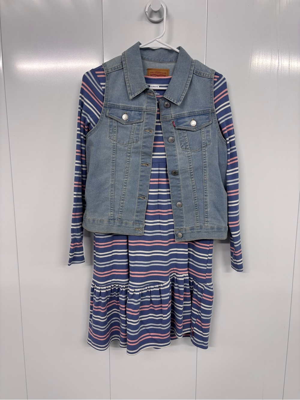 Levi's Youth Girls 2-Piece Denim Vest Plus Dress Blue Size L 14/16